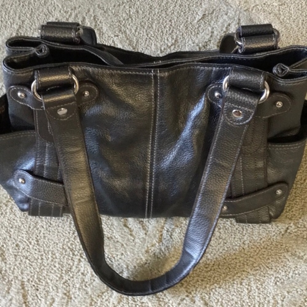 Tignanello Shoulder Bag Metallic Dark Grey